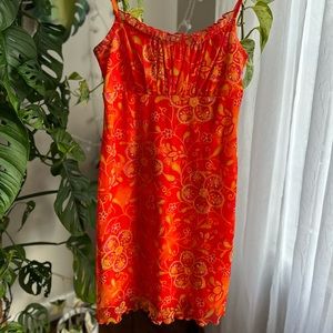 California Concepts Y2K Orange Mesh Dress